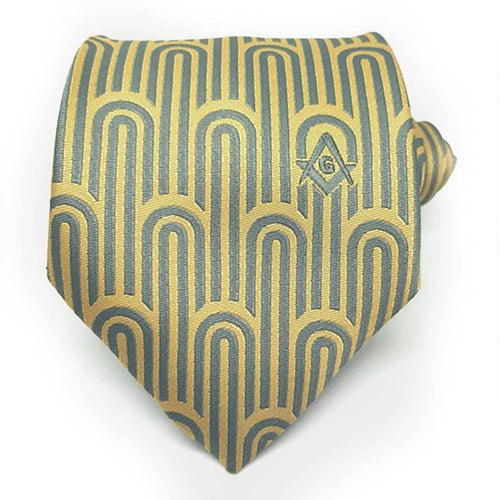 Master Mason Blue Lodge Necktie – Grey & Gold – product view