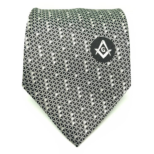 Master Mason Blue Lodge Necktie – Black & White – product view
