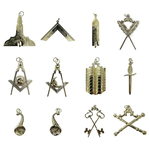 Officers Blue Lodge Officer Collar Jewel Set – Silver Metal – product view