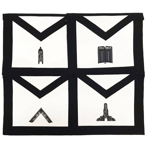 Officers Blue Lodge Funeral Apron – Moire Ribbon Machine Embroidery – product view