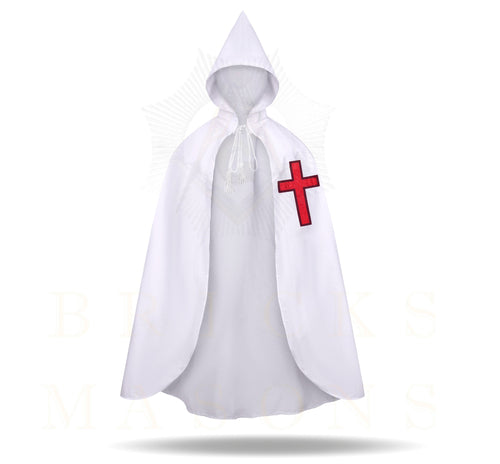 English Knights Templar Mantle – White With Red Cross Various Sizes – detail view