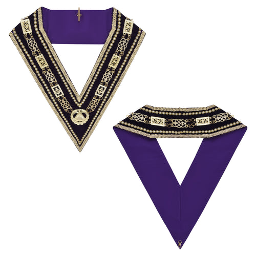 Grand Master Blue Lodge Chain Collar – Gold Plated Chain Purple Velvet – product view