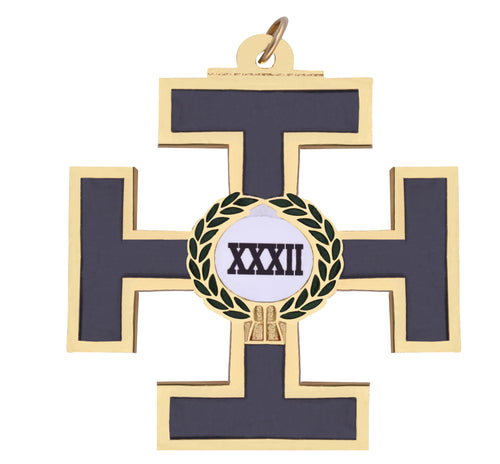 32nd Degree Scottish Rite Collar Jewel – Gold Plated With Green Wreath – detail view