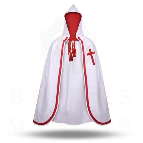 English Knights Templar Mantle – White With Red Ribbon & Cross – product view