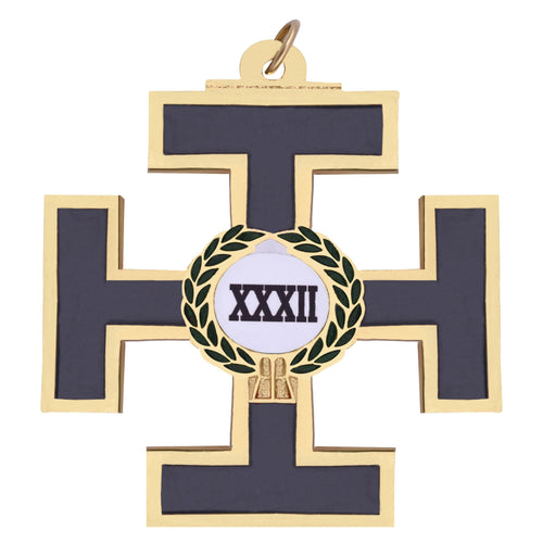 32nd Degree Scottish Rite Collar Jewel – Gold Plated With Green Wreath – product view