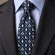 Master Mason Blue Lodge Necktie – Premium Satin Square & Compass With Masonic Working Tools