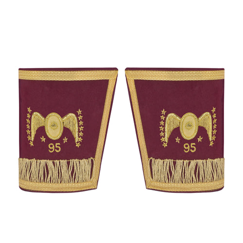 95th Degree Memphis Misraim Cuff – Burgundy Velvet Golden Braid Hand Embroidered – product view