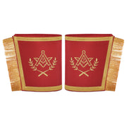 Master Mason Blue Lodge Cuff – Red with Gold Machine Embroidery Bullion & Fringe