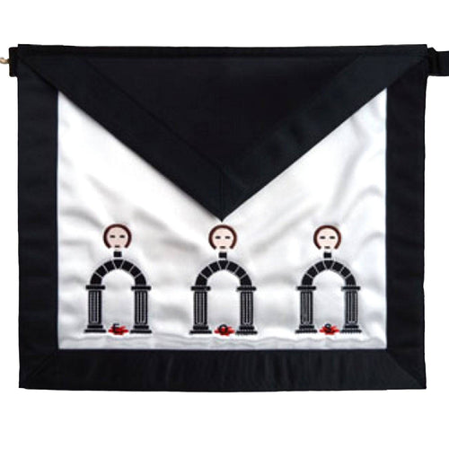 Riaz Impex Masonic Aprons 10th Degree Scottish Rite Apron – White with Black Embroidery