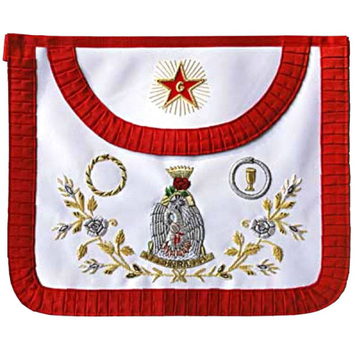Riaz Impex Masonic Aprons 18th Degree Scottish Rite Apron – Red Pleated Edges