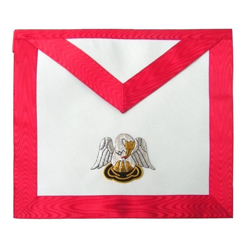 Riaz Impex Masonic Aprons 18th Degree Scottish Rite Apron – White & Red Moire Pelican
