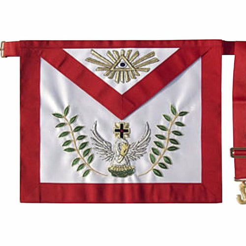 Riaz Impex Masonic Aprons 18th Degree Scottish Rite Apron – White & Red Silk Hand Embroidery