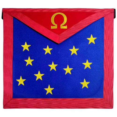 Riaz Impex Masonic Aprons 19th Degree Scottish Rite Apron – Golden Stars & Omega Sign