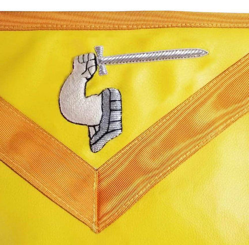 Riaz Impex Masonic Aprons 21st Degree Scottish Rite Apron – All Yellow with Gold Moire