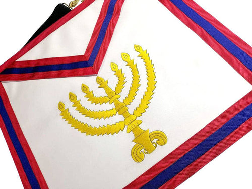 Riaz Impex Masonic Aprons 23rd Degree Scottish Rite Apron – White with Red & Blue Moire