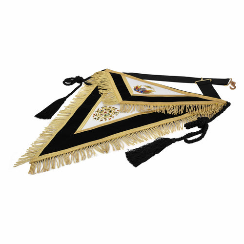 Riaz Impex Masonic Aprons 32nd Degree Scottish Rite Apron – Black Velvet Hand Embroidery With Tassels