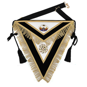Riaz Impex Masonic Aprons 32nd Degree Scottish Rite Apron – Black Velvet Hand Embroidery With Tassels