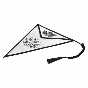 Riaz Impex Masonic Aprons 32nd Degree Scottish Rite Apron – Triangular White & Black Printed Emblem With Tassels