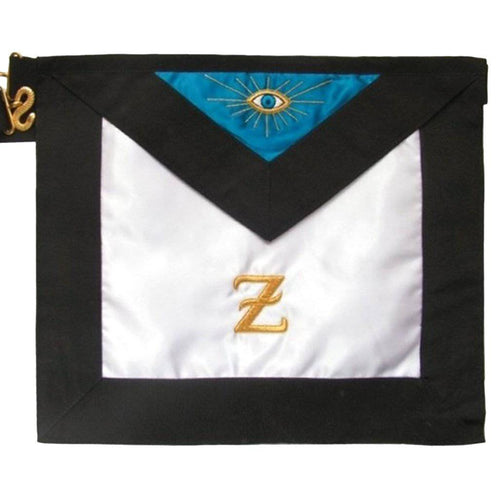 Riaz Impex Masonic Aprons 4th Degree Scottish Rite Apron – White, Blue Satin Gold Embroidery