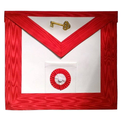Riaz Impex Masonic Aprons 7th Degree Scottish Rite Apron – White & Red Moire Gold Embroidery