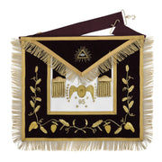 95th Degree Memphis Misraim Apron – Maroon Velvet With Gold Hand Embroidery Bullion