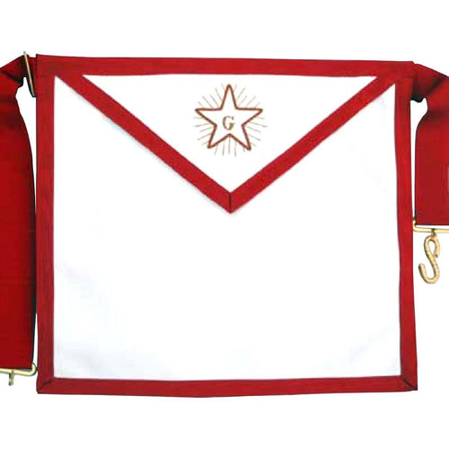 Riaz Impex Masonic Aprons Fellowcraft Scottish Rite Apron – White with Thin Red Borders