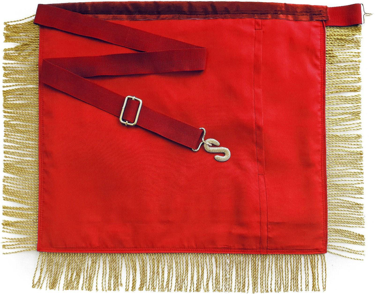 Riaz Impex Masonic Aprons Grand High Priest Royal Arch Chapter Apron – Red Velvet with Wreath & Fringe