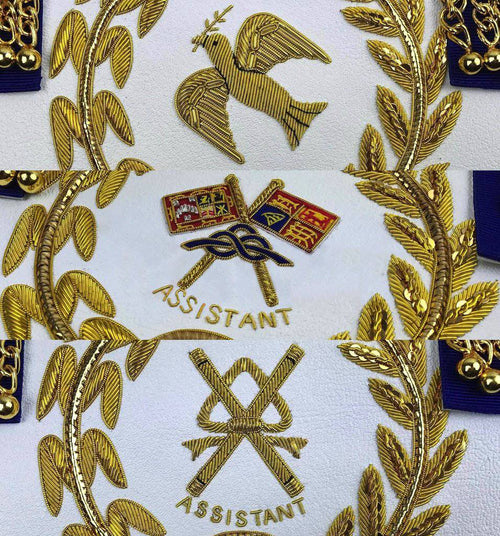 Riaz Impex Masonic Aprons Grand Officers Craft Apron – Royal Blue Hand Embroidery