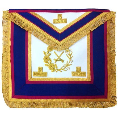Riaz Impex Masonic Aprons Grand Officers Mark Apron – Blue & Pink with Gold Fringe