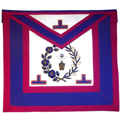Riaz Impex Masonic Aprons Grand Officers Mark Apron – Pink & Blue Hand Embroidery