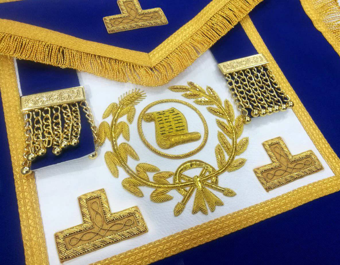 Riaz Impex Masonic Aprons Grand Orator Craft Apron – Royal Blue Hand Embroidery