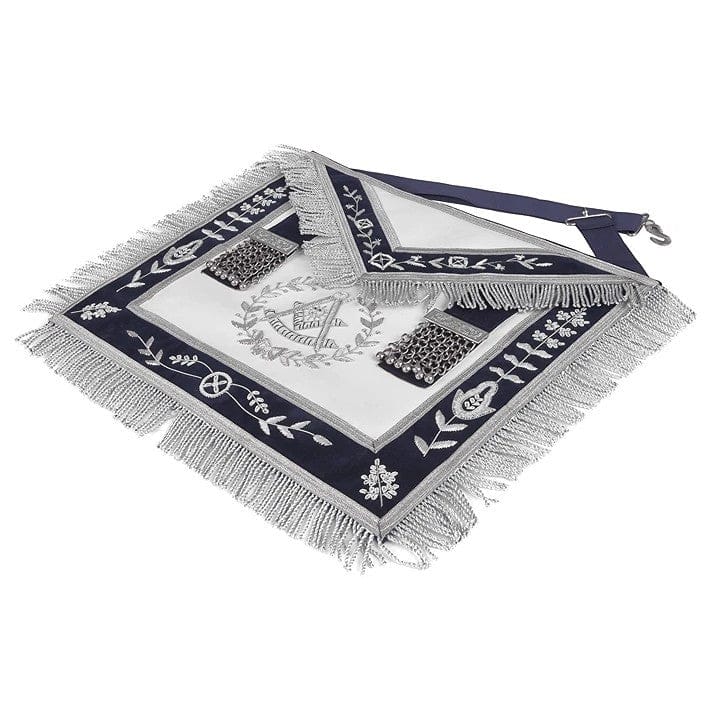 Riaz Impex Masonic Aprons Grand Past Master Blue Lodge Apron – Blue Velvet With Silver Rayon Fringe