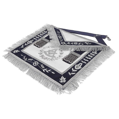 Riaz Impex Masonic Aprons Grand Past Master Blue Lodge Apron – Blue Velvet With Silver Rayon Fringe