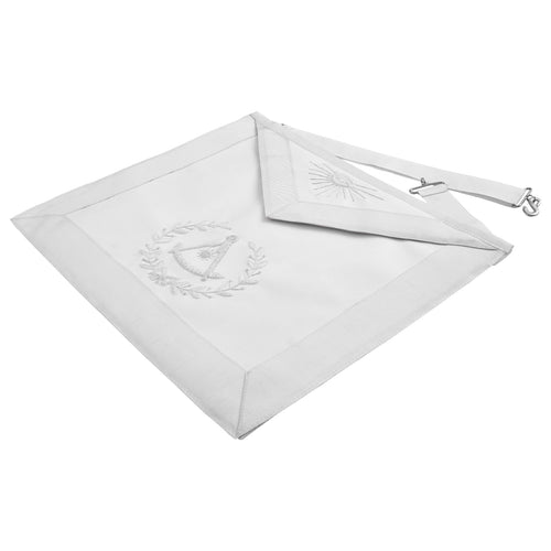 Riaz Impex Masonic Aprons Grand Past Master Blue Lodge Texas Regulation Apron – White Velvet Hand Threaded Silk