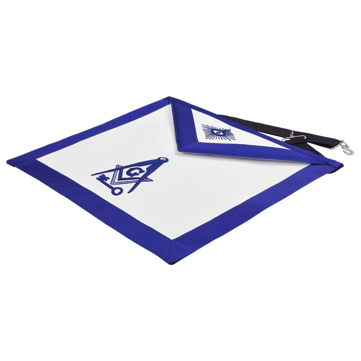 Riaz Impex Masonic Aprons International Masons Apron – Royal Blue Ribbon Borders With Black Waist Belt