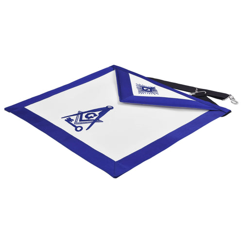 Riaz Impex Masonic Aprons International Masons Apron – Royal Blue Ribbon Borders With Black Waist Belt