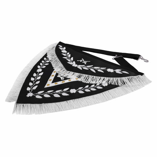 Riaz Impex Masonic Aprons Knights Templar Apron – Triangular Black Velvet Hand Embroidery With Silver Tassels