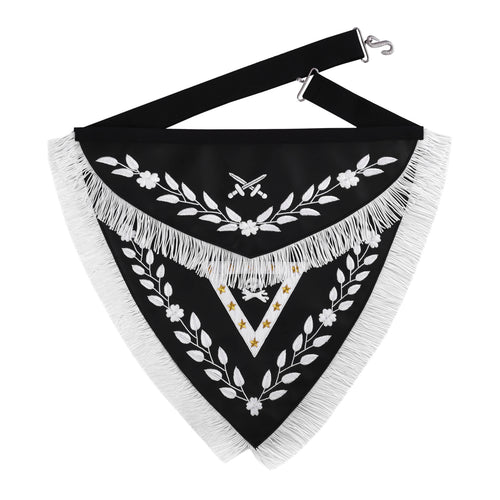 Riaz Impex Masonic Aprons Knights Templar Apron – Triangular Black Velvet Hand Embroidery With Silver Tassels