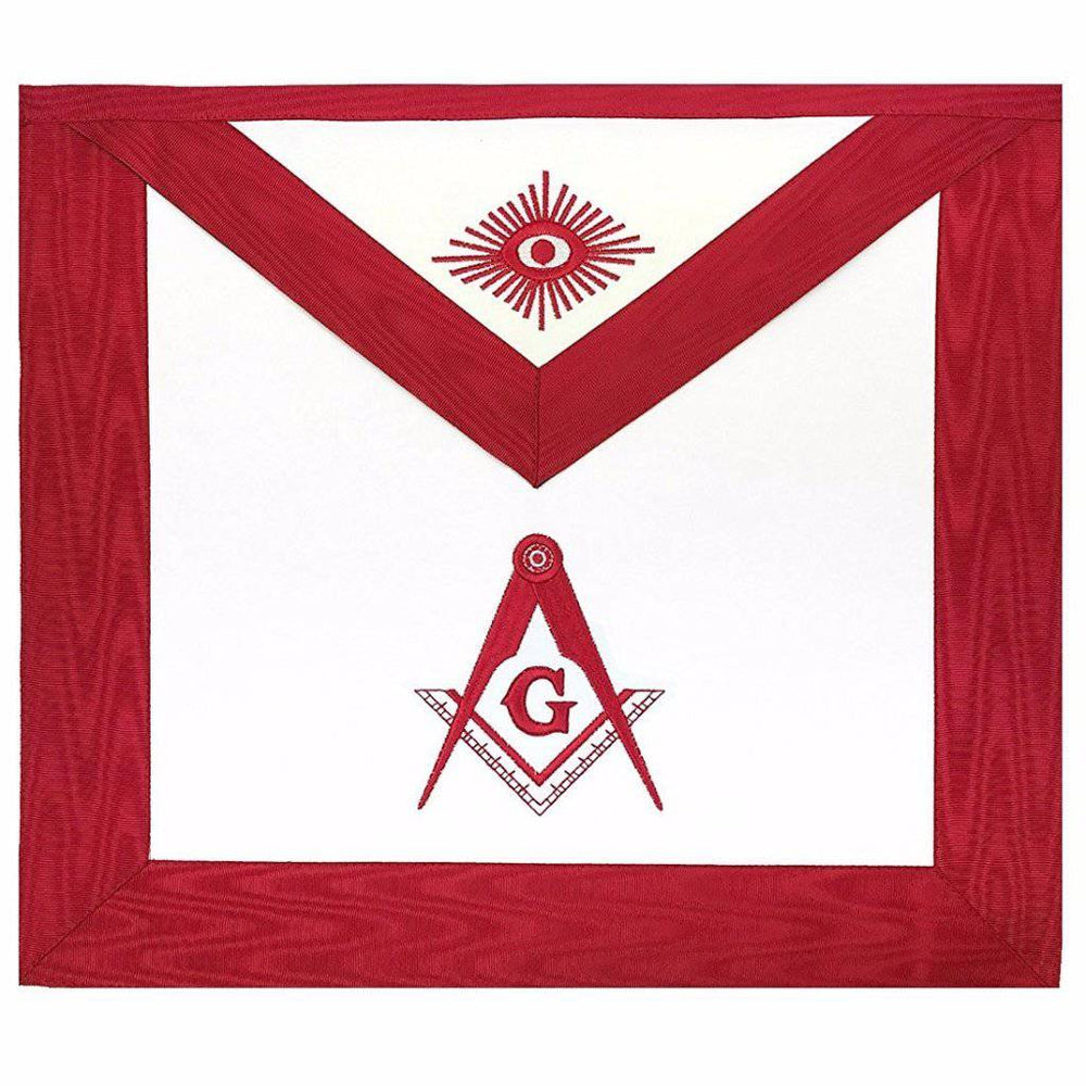 Riaz Impex Masonic Aprons Master Mason Blue Lodge Apron – White & Red Moire