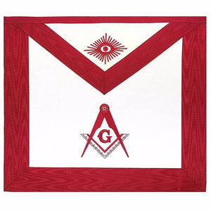 Riaz Impex Masonic Aprons Master Mason Blue Lodge Apron – White & Red Moire