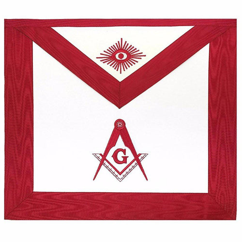 Riaz Impex Masonic Aprons Master Mason Blue Lodge Apron – White & Red Moire