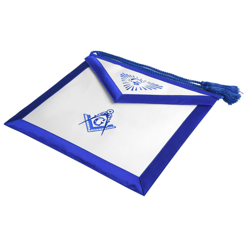 Riaz Impex Masonic Aprons Master Mason Blue Lodge Apron – White With Blue Tassels