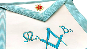 Riaz Impex Masonic Aprons Master Mason French Rite Apron – Sky Blue Silk & Moire