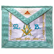 Master Mason French Rite Apron – Sky Blue Silk & Moire Machine Embroidery