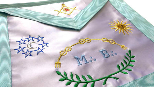 Riaz Impex Masonic Aprons Master Mason French Rite Apron – Sky Blue Silk & Moire Moon & Sun