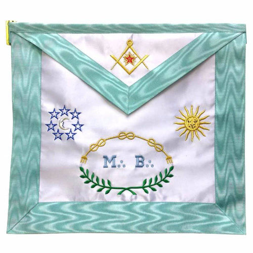 Riaz Impex Masonic Aprons Master Mason French Rite Apron – Sky Blue Silk & Moire Moon & Sun