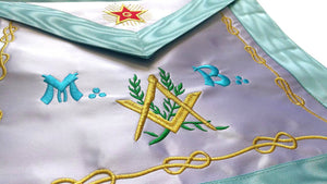 Riaz Impex Masonic Aprons Master Mason French Rite Apron – Sky Blue Silk & Moire Star G