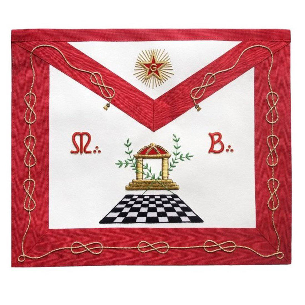 Riaz Impex Masonic Aprons Master Mason Scottish Rite Apron – Red Moire Square & Compass