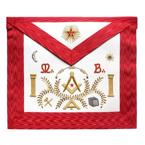 Riaz Impex Masonic Aprons Master Mason Scottish Rite Apron – Red Moire Stone Acacia