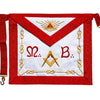 Master Mason Scottish Rite Apron – White & Red Moire Gold Embroidery